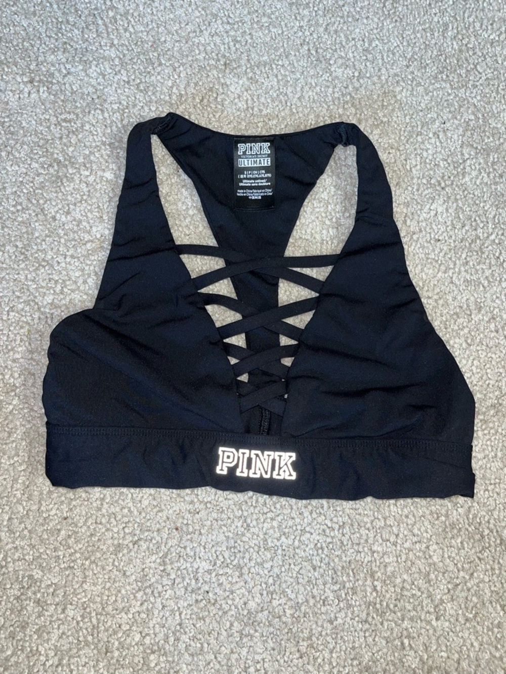Victoria's Secret PINK Black Crisscross Front Sports Bra